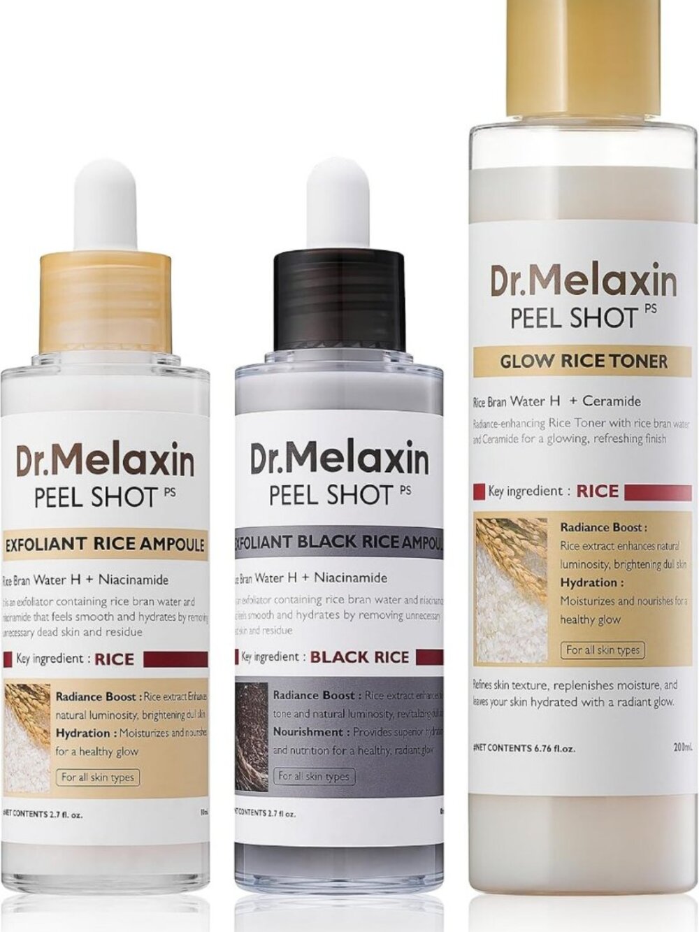 Korean Skin Care Set: Black & White Rice Peeling Toner for Radiant Skin